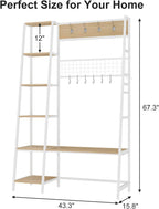 Garvee Coat Rack, Hall Tree with Shoe Bench for Entryway, Entryway Bench with Coat Rack, 4-in-1, with 8 Removable Hooks, Industrial Entryway Furniture