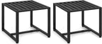Giantex Indoor Square Side Tables, Set of 2 Metal End Tables with Slatted Tabletop, Heavy Duty Metal Frame & Adjustable Foot Pads, 2 Small Plant Stands for Living Room, Guest Room, Office, Black