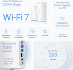 TP-Link Deco 7 Elite BE85 Tri-Band WiFi 7 BE22000 Whole Home Mesh System - 12-Stream 22 Gbps, 2X 10G + 2X 2.5G Ports, Wired Backhaul, 8X High-Gain Antennas, VPN, AI-Roaming, HomeShield (2-Pack)