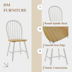Windsor Dining Chairs Spindle Kitchen Chairs Set of 2, Countryside Solid Wood Kitchen Chairs for Dining Room/Living Room/Home Office/Reception, White, Round Back