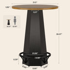 Tribesigns Round Bar Pub Table High Top, 39.4" H Bistro Cocktail Table with Metal Footrest for Drinking & Gathering, Industrial Home Bar Unit, Small Spaces, Brown & Black