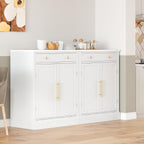 Small Pantry Cabinet with Drawer, Kitchen Storage Cabinet with 2 Adjustable Shelves and 2 Door Shelves, Farmhouse Kitchen Hutch Cabinet Buffet Sideboard Food Storage, White Set of 2