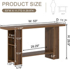 FOLUBAN Entryway Table, Modern Wood Console Table with Bottom & Side Storage Shelves, 2 Tier Sofa Table Behind Couch for Living Room, Long Hallway Table for Home Decor, 53 Inch, Walnut