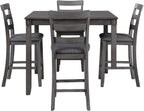 Signature Design by Ashley Bridson 5 Piece Dining Room Set, Includes Table & 4 Ladderback Barstools, Wood, Gray
