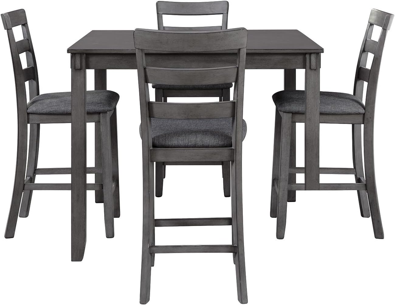 Signature Design by Ashley Bridson 5 Piece Dining Room Set, Includes Table & 4 Ladderback Barstools, Wood, Gray