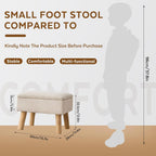 Storage Ottoman, Small Foot Stool Ottoman with Storage, Linen Foot Rest with Wood Legs, Footstool for Living Room, Bedroom, Entryway, Beige