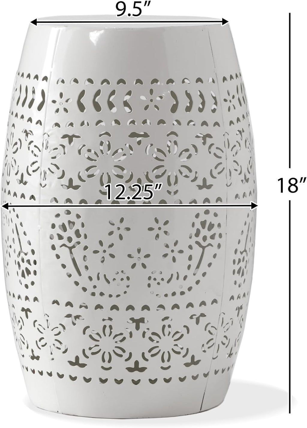 Iron Side Table,Cylindrical Design Suitable for the Living Room Indoor and Outdoor Coffee Table(White,1pc)