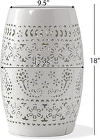 Iron Side Table,Cylindrical Design Suitable for the Living Room Indoor and Outdoor Coffee Table(White,1pc)