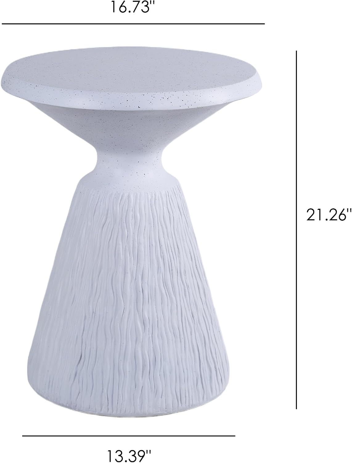 IRONORA Textured Concrete Accent Side Table, Hourglass Shaped Round Outdoor End Table, Weather Resistant Speckled Stone Pedestal Side Table for Patio Garden Living Room Bedroom Entryway, Nightstand