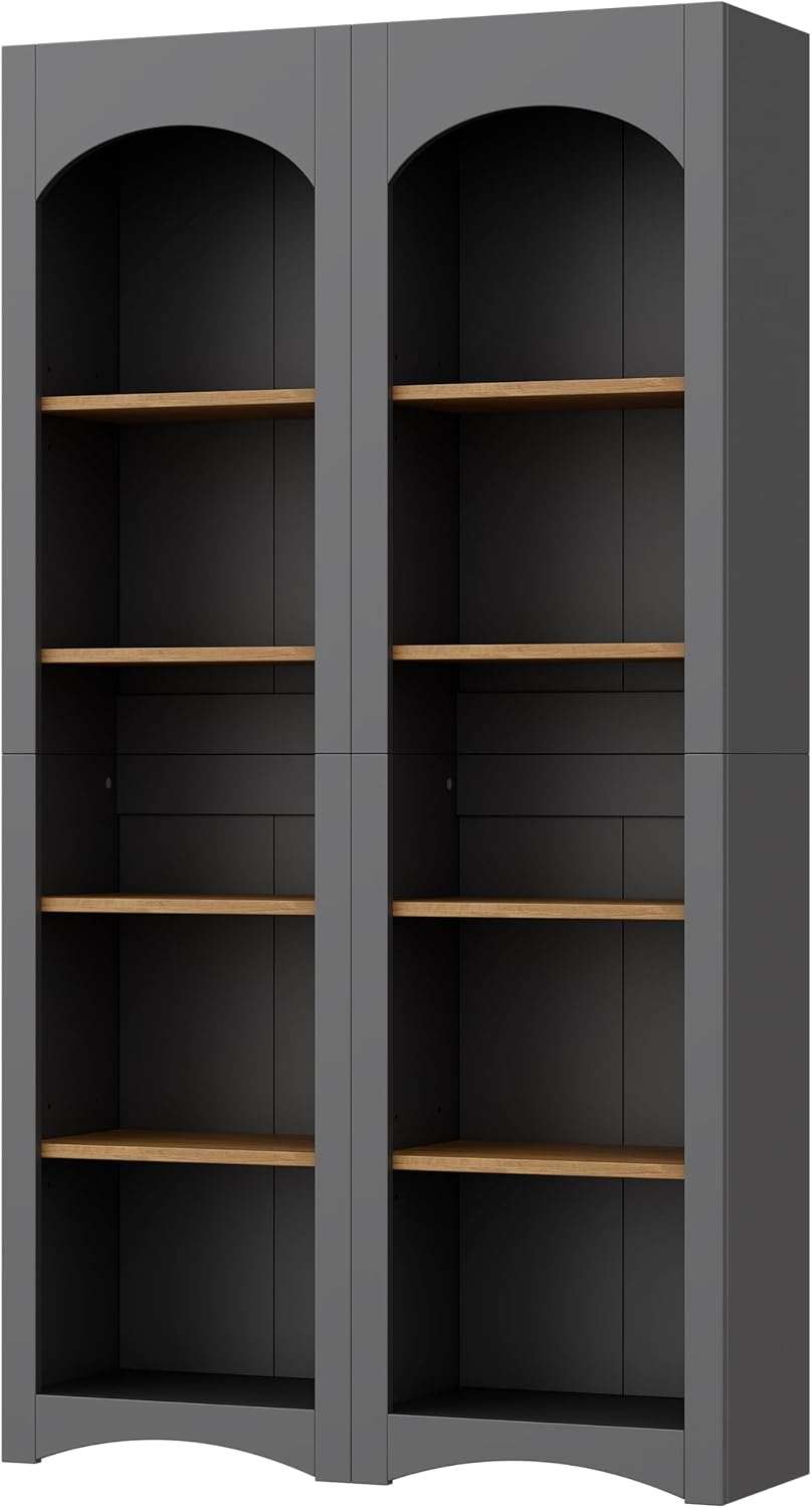 Freestanding Corner Kitchen Pantry with 4 Shelves, Traditional, Rectangular Storage Cabinet, for Living Room, Dining Room, Gray