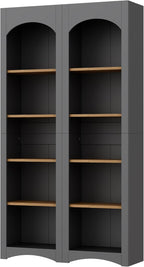 Freestanding Corner Kitchen Pantry with 4 Shelves, Traditional, Rectangular Storage Cabinet, for Living Room, Dining Room, Gray