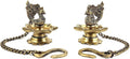 Rasakraft Brass Peacock Carved Hanging Diya Set, Antique Yellow, for Diwali Home Decoration, Pack of 2