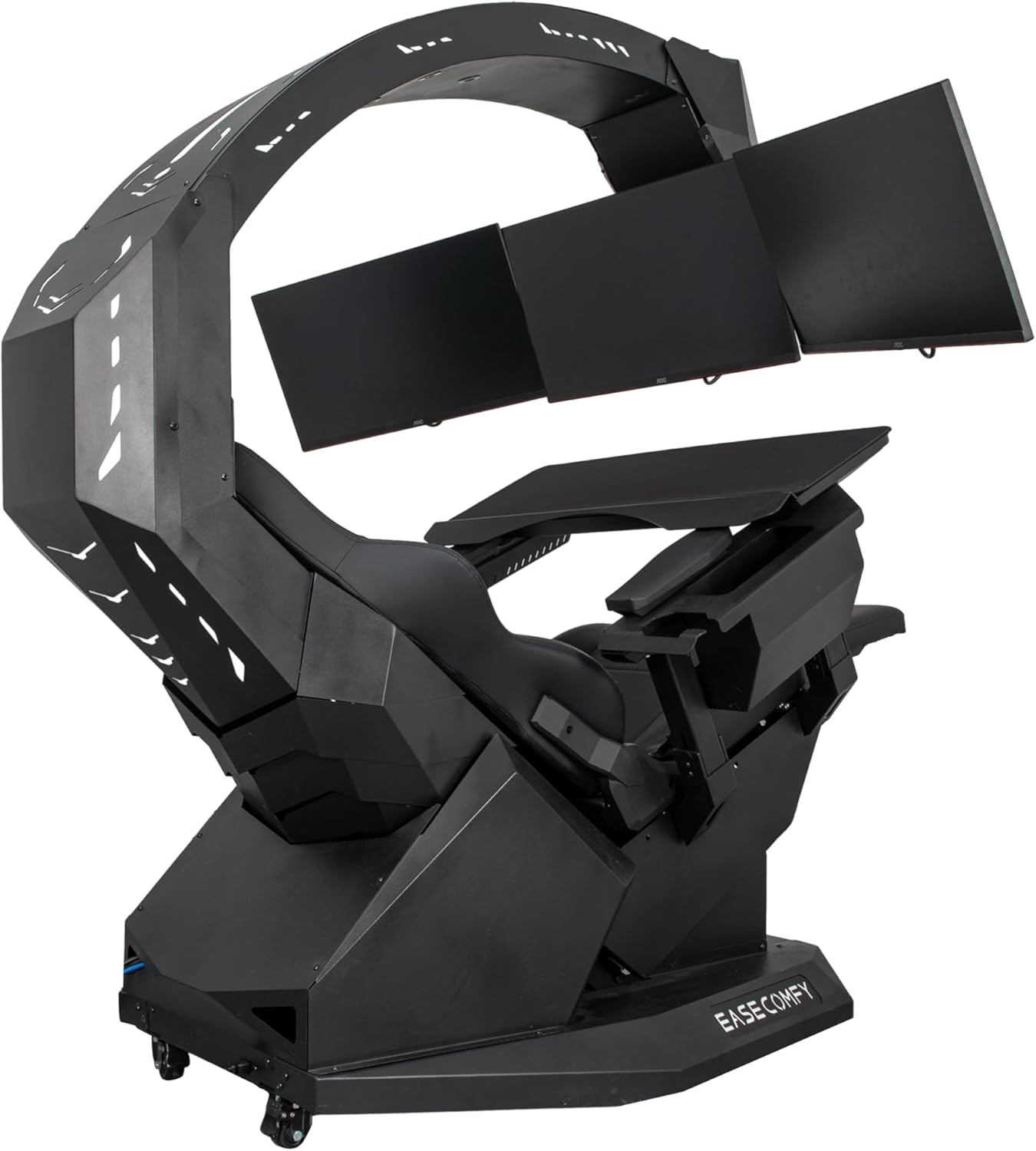 Imperatorworks EASECOMFY T2 Throne Computer Cockpit for 3 Monitors, Zero Gravity Chair Workstation,can Extend for 5 Monitors Support ultrawide 1 * 49" Option with Massage Function