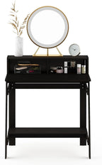 Furinno Simplistic 32-Inch Black Computer Desk, Small Office Desk, Rectangular Home Office Desk with Shelf, Gaming Desk for Home Office, Bedroom, Study Room, Black Espresso