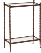 Kate and Laurel Prisha Traditional Metal Narrow Side Table, 18 x 8 x 25, Clear Glass and Bronze, Vintage Rectangle Skinny Bedroom Nightstand with Glass Tabletops for Use as Living Room End Table