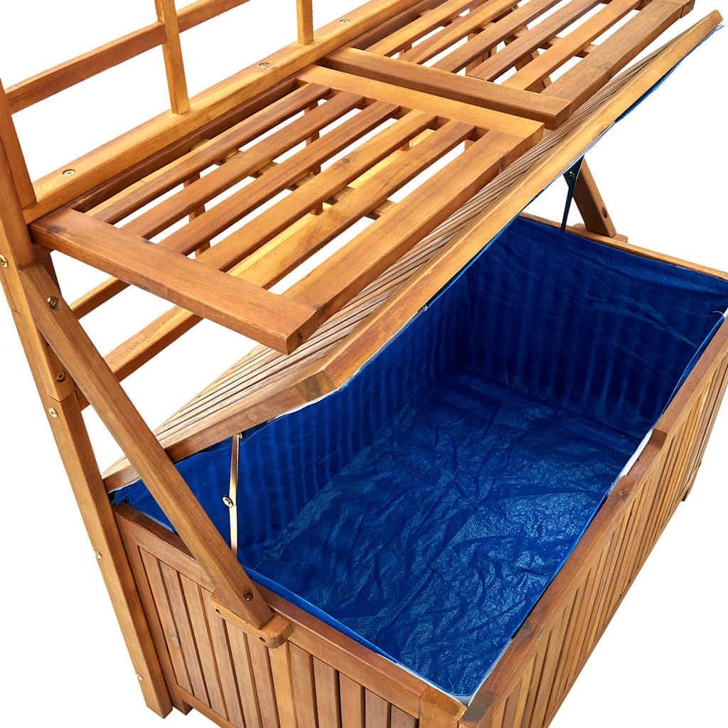 Brown Acacia Wood Outdoor Storage Box 39"x19.7"x63" with Trellis, Patio Bench for Tools/Cushions