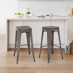 FDW Metal Bar Stools Set of 4 Counter Height Bar Stool 30 Barstools Industrial Patio Stool Stackable Stool Modern Backless Indoor/Outdoor Metal Bar Kitchen Counter Stools Chairs
