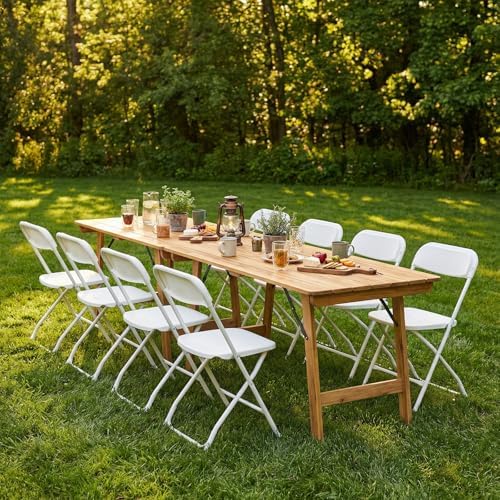 DUMOS Folding Chairs Sets of 4, Portable Chairs, Home Office | 330lbs Stackable Fold Up for Indoor Outdoor Patio Camping Party Garden Wedding, White