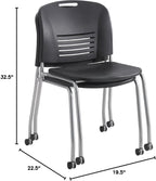 Safco 4291BL Vy Straight Leg Stack Chair with Casters, (Qty. 2), Black