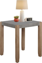 Alaterre Furniture Newport Living Room Collection – 21” Square End Table with Faux Concrete Top with Light Amber Wood Frame – Modern Rustic Industrial Side Table for Bedroom or Lounge (Concrete Gray)