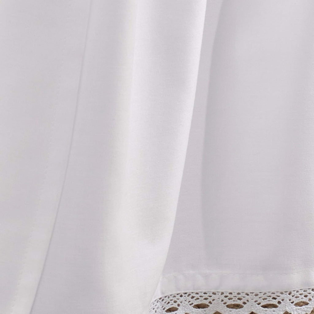 Laura Ashley – Queen Size Ruffled Bed Skirt, Lightweight Cotton Sateen Bedding with Crochet Trim & 14.5" Drop, College Dorm Room Essentials (White)