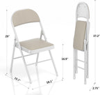 VECELO 5-Piece Folding Card Table Square and Chair Set with Collapsible Legs & Vinyl Upholstery,Portable for Indoor & Outdoor, Beige