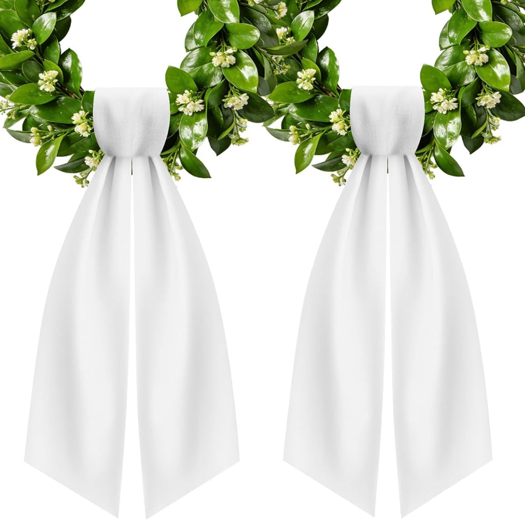 Wreath Sash for Front Door, 2Pcs White Sash for Wreath, Embroidery Blanks Sashes for Embroidery Monogram Home Party Wedding Christmas