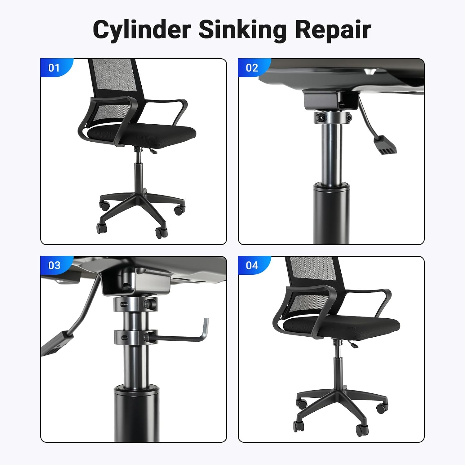 Pro 28mm Gas Lift Cylinder Removal Kit | 700lb-Rated Office Chair Saver Tools with Poly-Cotton Gloves | Fix Sinking Chair Mechanism (Steel Construction)