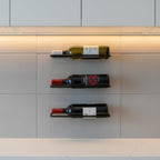 Wall Mounted Metal Wine Rack Single Bottle Holder, 13.4" x 3.3" (34 x 8.5 cm) Modern Floating Wine Display, Space-Saving Black Steel Wine Bottle Shelf for Kitchen, Bar & Dining Room