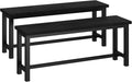 AWQM Table Bench, Pair of 2, Dining Bench, Thickened Steel Frame, Wood Bench, Industrial Style, for Kitchen and Dining Room, 12''Dx38.5''Wx17''H, Rustic Black