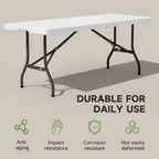 Folding Table 6 Foot with Black Table Cloth- Durable 330LBS Capacity, Sturdy & Foldable Design with Safety Lock-Portable Tables Folding for Camping, Party, Indoor & Outdoor Use10 Pack