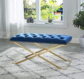 Imperial Tufted Double Bench with Silver X Base (Navy Blue)