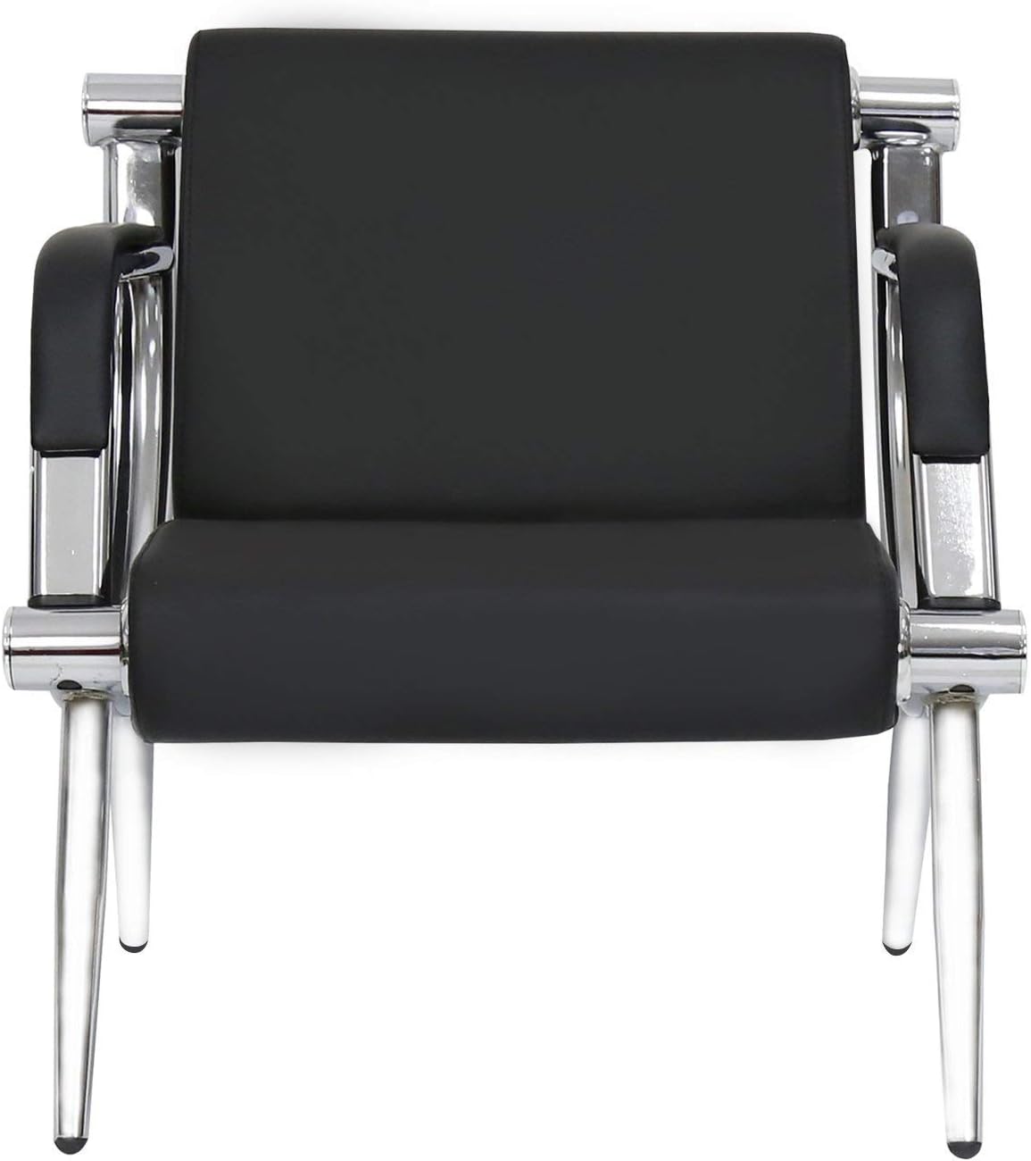 Peach Tree Black Leather Executive Side Reception Chair Office Waiting Room Guest Reception, Salon Barber Office Waiting Chair Bank Hall Airport Reception Waiting Chair 3 Seats Bench