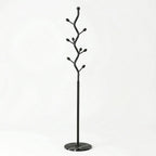 Freestanding Tree Branch Coat Rack with Marble Base, Gold Decorative Standing Coat Rack with 8 Hooks, Sturdy Heavy Duty Metal Coat Hanger Stand for Entryway Bedroom Living Room (All Black)
