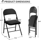 10 Pack Folding Chairs with Padded Seats, Metal Frame with Pu Leather Seat & Back, Capacity 350 lbs, Black