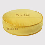 Velvet Floor Pillows Round Chair Cushion Couch Throw Pillow Soft Pouf Seat Mattress Bean Bag for Reading Nook Play Room (25.6IN, Yellow)