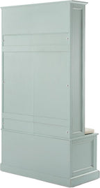 Crosley Furniture Holbrook Hall Tree with Shoe Rack Bench and Coat Hooks for Hanging Storage, Distressed Seafoam Blue