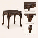 Traditional Dark Cherry Wood End Table with Claw Feet Ornate Vintage Side Table for Living Room Bedroom Sofa Side Accent Table Classic Furniture