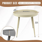 20" Round Side Table, Plastic Top, Iron Frame, Waterproof, Camel | Waterproof, easy-clean plastic top.Tool-free assembly, sets up in minutes.End table, Nightstand, Accent table. Lightweight.