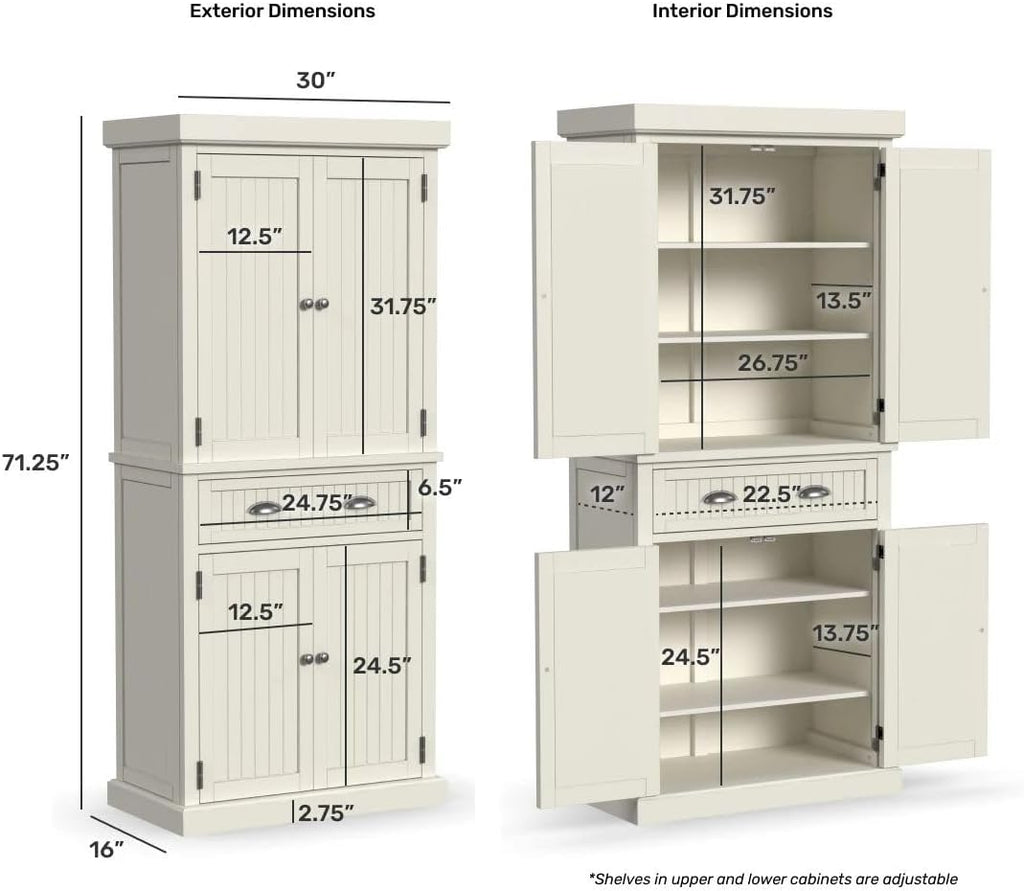 Homestyles Nantucket Pantry, 30", Off White