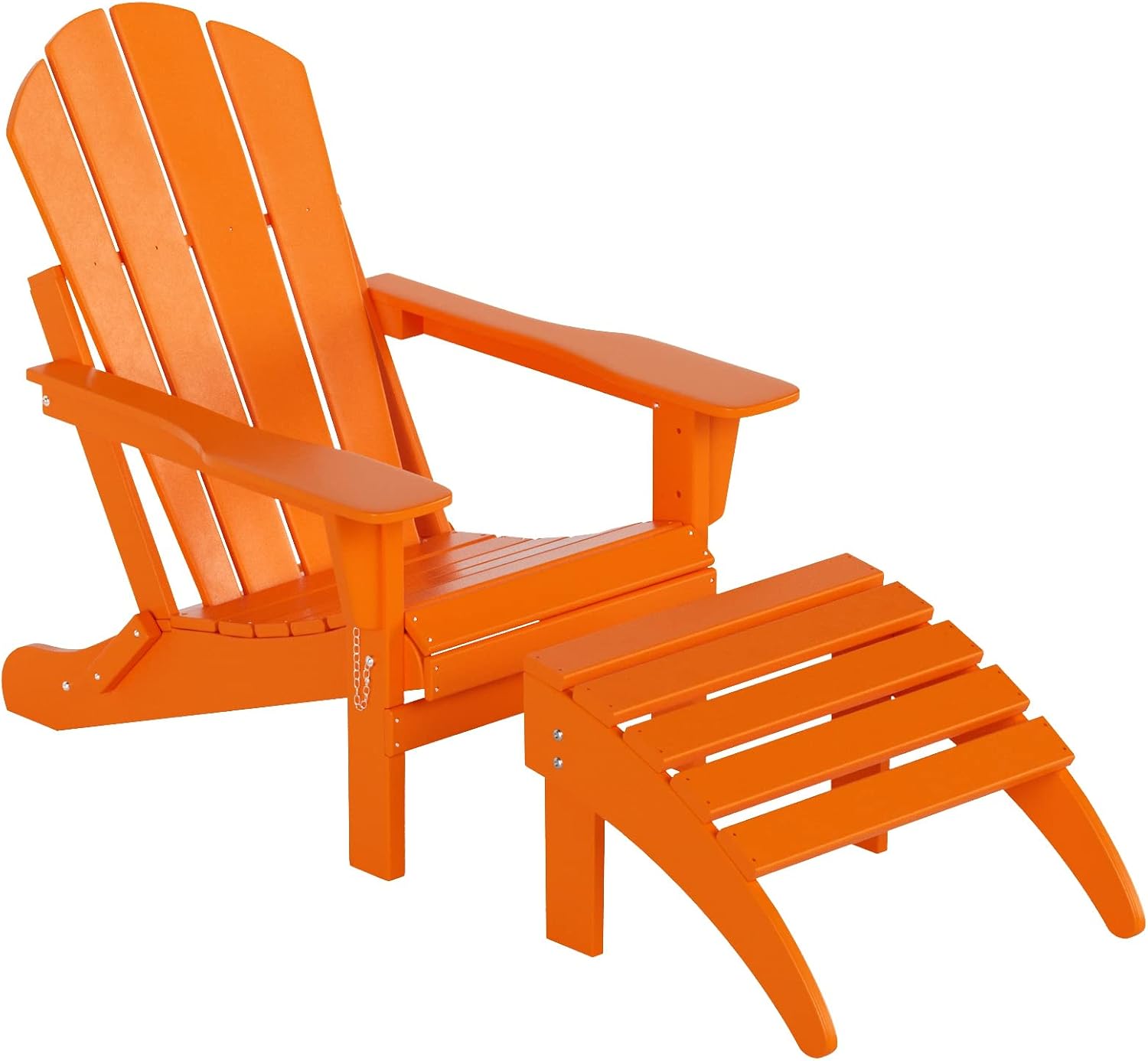 WO Home Furniture Adirondack Ottoman Outdoor Patio Footrest 13.5" Inch Folding Footstool for Outdoor Adirondack Chair (Orange)