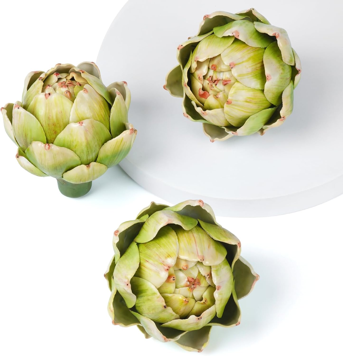 Notakia 3Pcs Green Large Faux Artichokes for Decoration Bowl Fillers Fake Fruit Artificial Artichokes that Look Real Realistic Fake Vegetable Decor for Home Kitchen Table Party Centerpiece