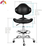 Kaleurrier Ergonomic Drafting Chair with Back Support,Multi-Functional Height Adjustable Swivel Rolling Stool,Multi-Purpose Home Office Desk Chair (Black)