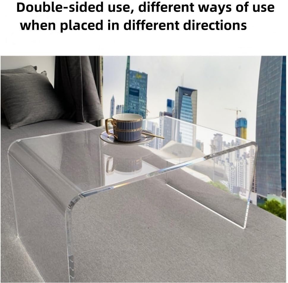 Acrylic Coffee Table, Side Table, Small Tea Table, Sofa Side Table, Small Bedside Table, Simple and Modern, Modern C-Shaped Acrylic Side Table(Brown,30 * 30 * 55cm)