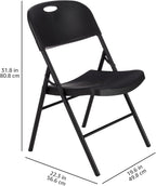 Amazon Basics Sturdy Foldable Portable Plastic Chair, 350-Pound Capacity, Supportive Seating for Events, Space-Saving, Black, 6-Pack