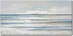 TRAIN2 ART Abstract Wall Art Modern Coastal Wall Decor Textured Blue and White Sea Background Canvas Wall Art for Living Room Bedroom Kitchen Office 28"x57"