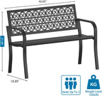 On Shine Outdoor Garden Bench Cast Iron Steel Outdoor Bench Clearance Weatherproof Metal Park Bench for Porch, Yard, Lawn, Deck (Four-Leaf Clover)