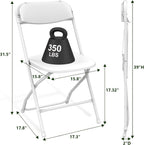 Folding Chair,Plastic Folding Chairs for Outside,Heavy Duty Foldable Chair,Sturdy Metal Indoor Outdoor Folding Chairs,350 lbs Capacity,for Home,Office,Patio,Comfy (White, 6Pack)