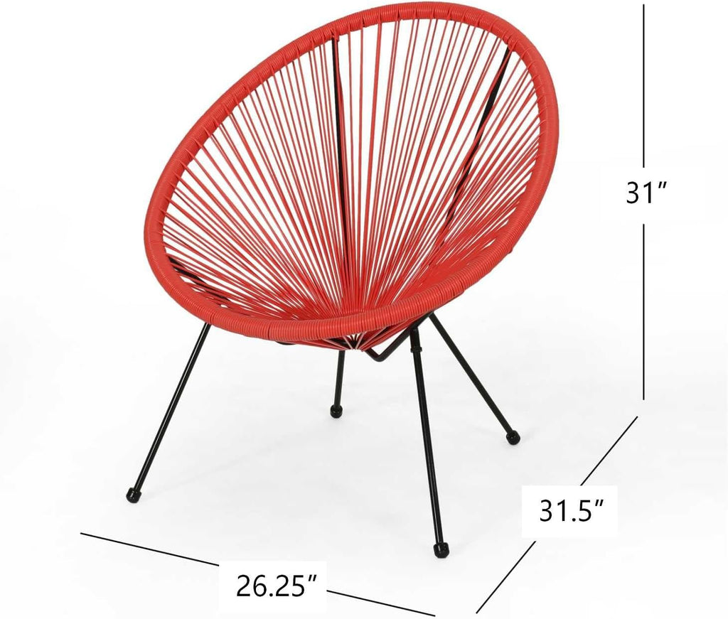 Dancongtea Set of 2 Outdoor Wicker Chairs, PE Rattan Armchair with Steel Frame, Modern Woven Basket Chair for Patio Balcony Garden, Orange