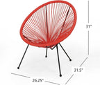 Dancongtea Set of 2 Outdoor Wicker Chairs, PE Rattan Armchair with Steel Frame, Modern Woven Basket Chair for Patio Balcony Garden, Orange